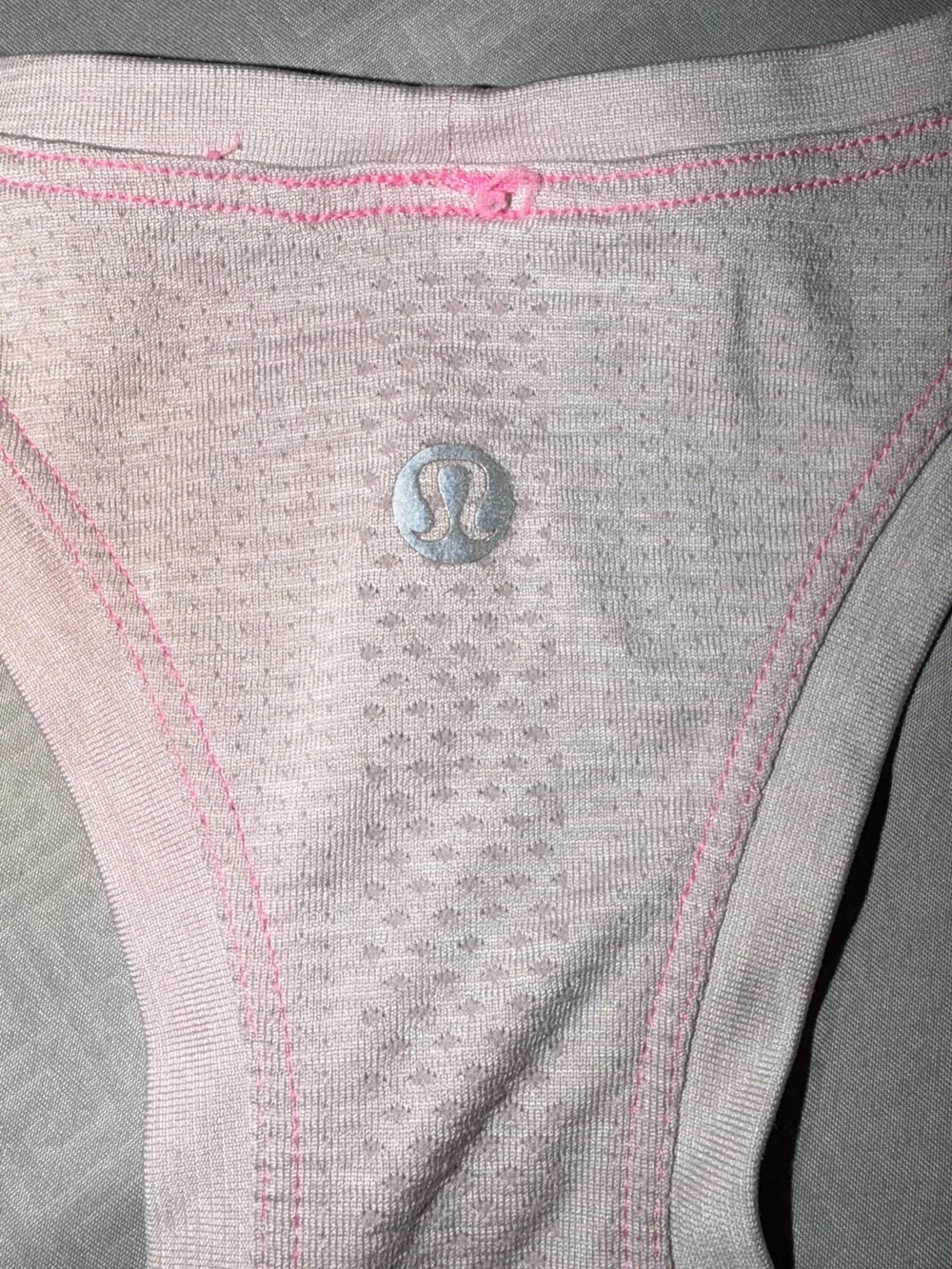 lululemon athletica Pale Pink Racerback Tank with Bright Pink Trim size 10